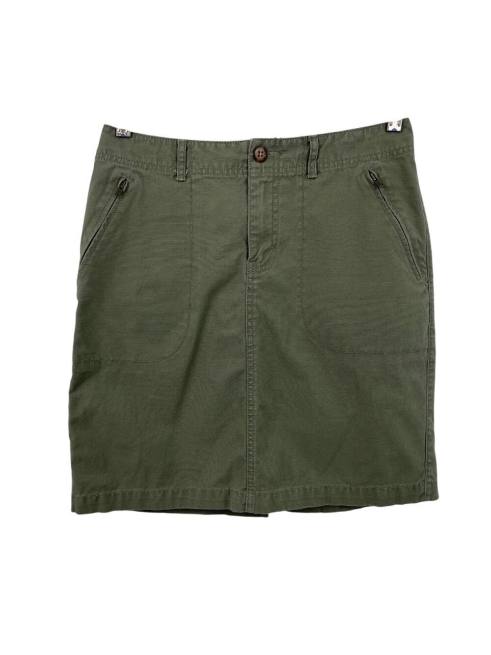 Eddie Bauer Green Stretch Skirt With Front Pockets & Back Slit Size 4